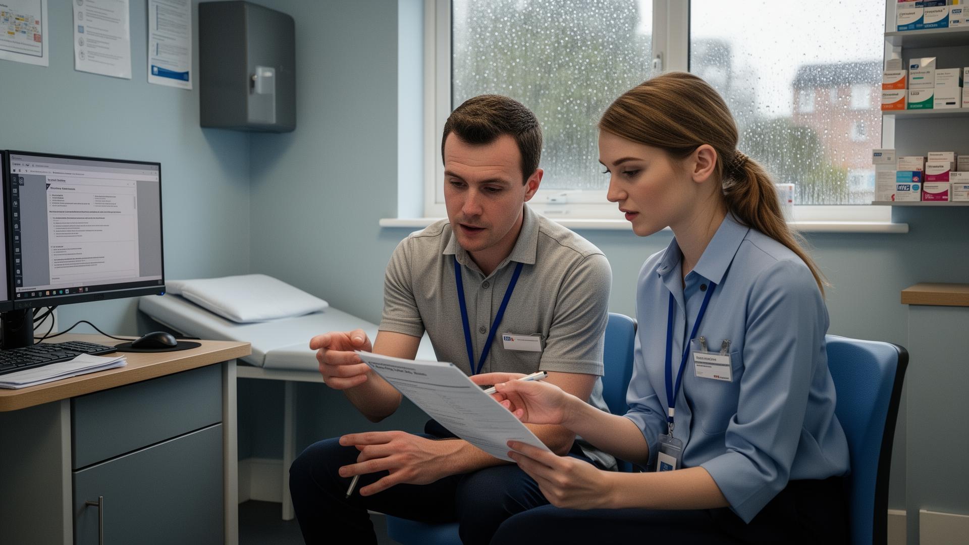 A mentor and trainee discussing a clinical case